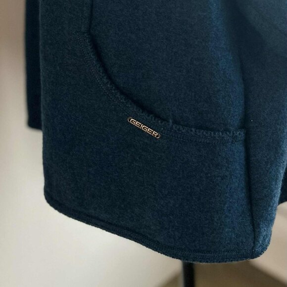 Geiger Petrol Blue Boiled Wool Cardigan Jacket w/ Pockets & Silver Buttons EU 50 - Picture 8 of 11